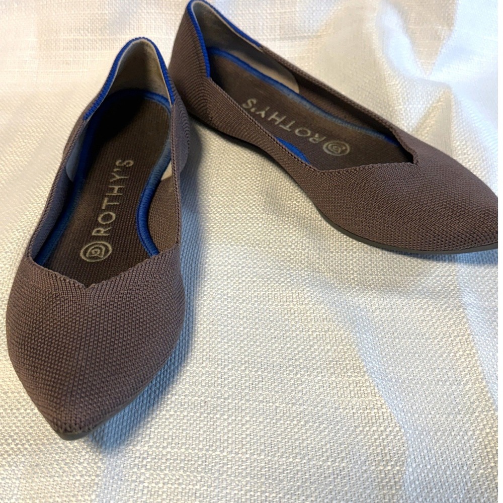 Rothys The Point Flats‎ Dark Purple Pointed Toe Knit Shoes Womens Size 7